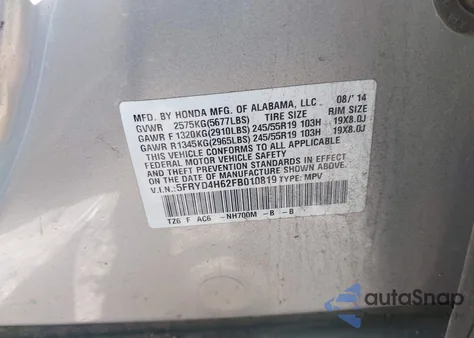 2015 Acura Mdx Technology Pkg W/Entertainment Pkg из США, поврежденный, VIN 5FRYD4H62FB010819